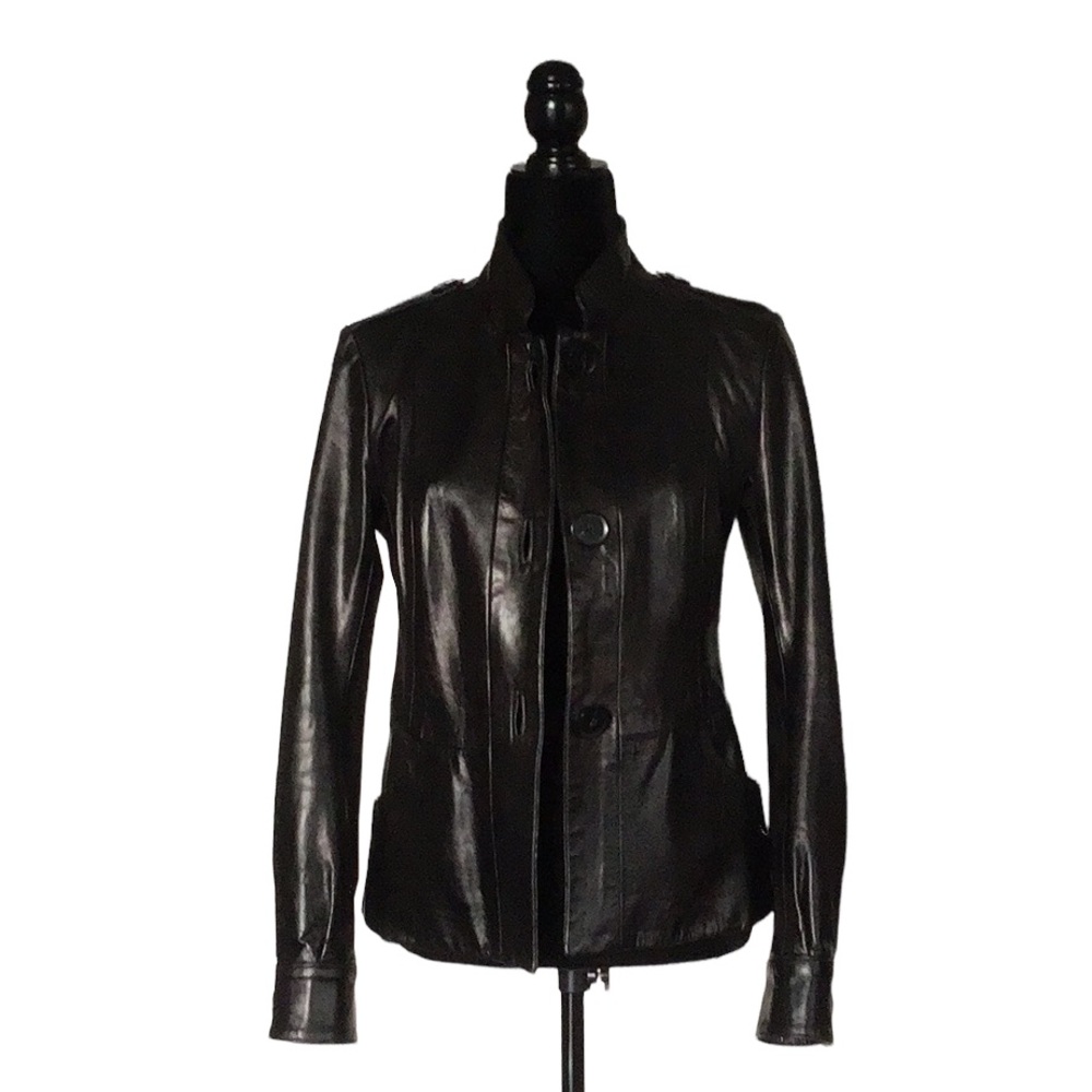 Mackage Genuine Leather Jacket, expresso brown, size S,